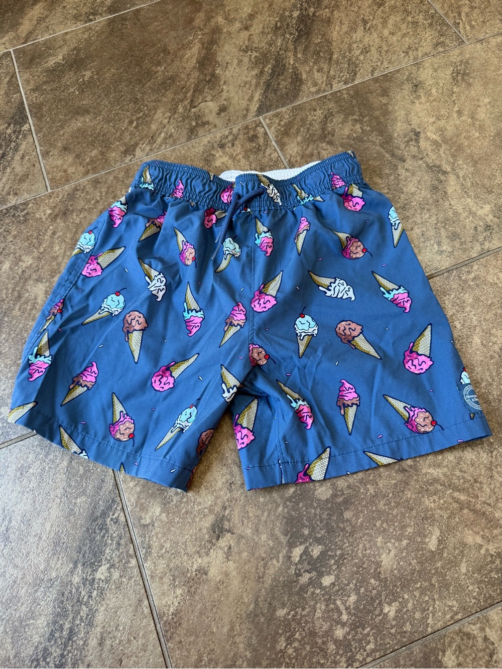 Blue Ice Cream Print Swim Shorts